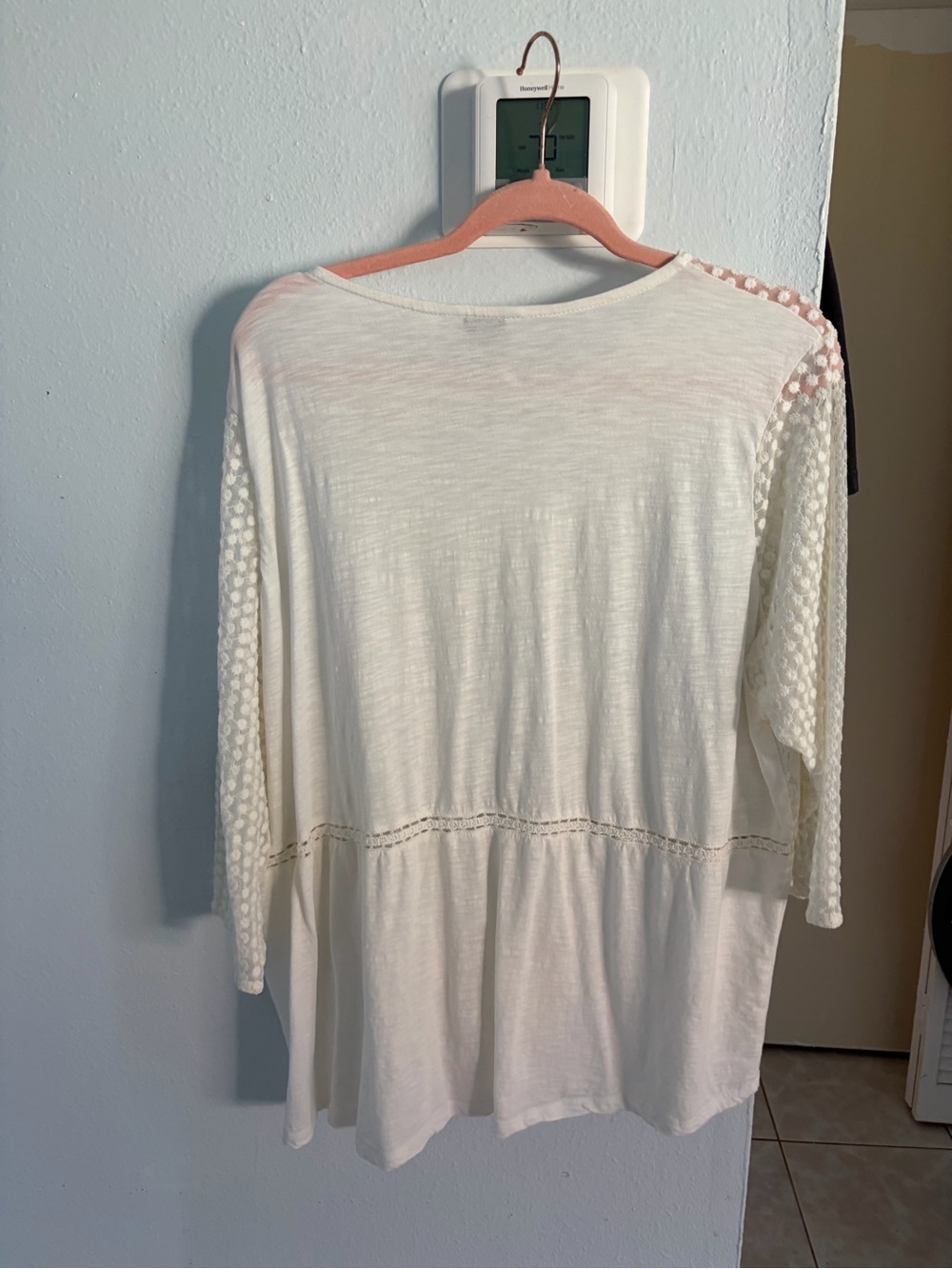 Lucky Brand Cream Textured 3X Dot Blouse - Picture 2 of 3
